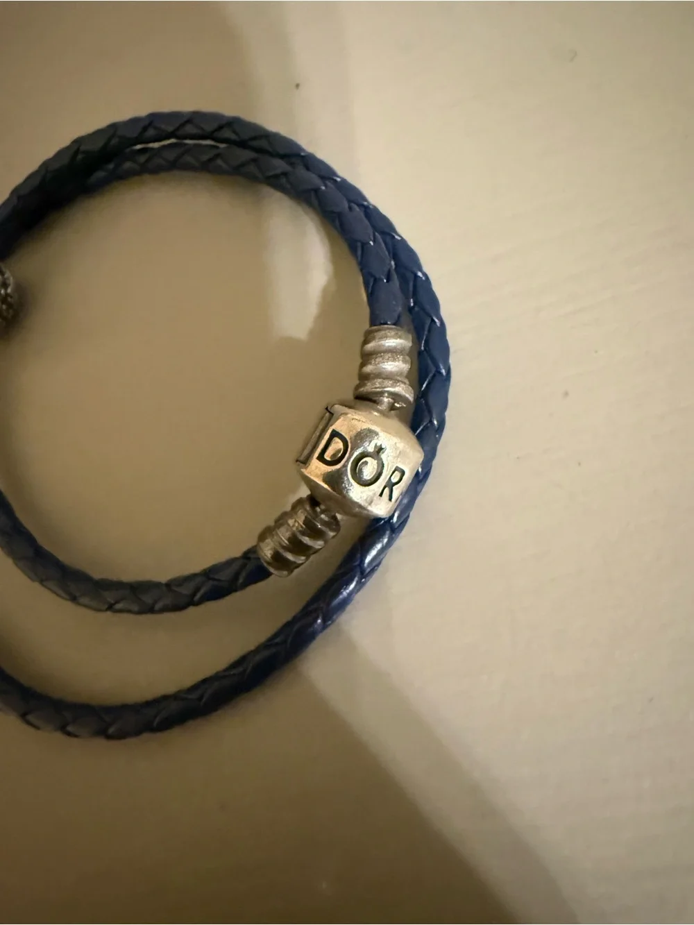 Pandora Follow The Stars Bead 791382CZ Double Navy Blue Leather Bracelet NWOT